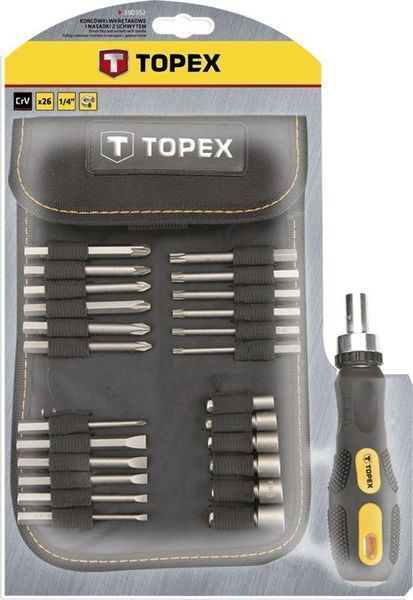 Topex 39D352 Насадки та змiннi головки з тримачем, набiр 26 шт.*1 уп. 39D352 фото
