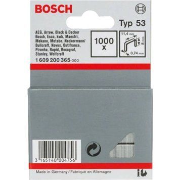 Скоби для будівельного степлера Bosch тип 53, 8х11.4х0.74мм, 1000шт (1.609.200.365) 1.609.200.365 фото