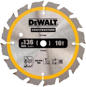 Пыльцевой диск DeWalt DT1946 для DW935, DW936, 136х10мм, 16 зубцов DT1946 фото