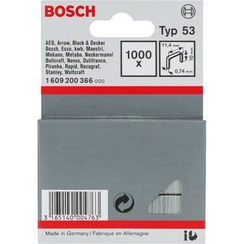 Скоби Bosch тип 53, 10х11, 4х0, 74 мм, 1000шт (1.609.200.366) 1.609.200.366 фото