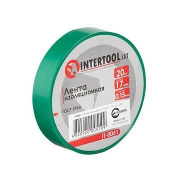 Стрічка ізоляційна 0.15мм*17мм*20м зелена INTERTOOL IT-0051 IT-0051 фото