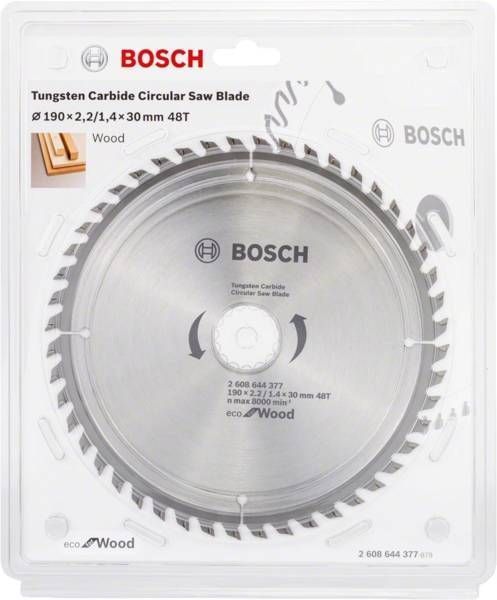 Диск пиляльний Bosch Eco for Wood 190x2.2x30-48T (2.608.644.377) 2.608.644.377 фото