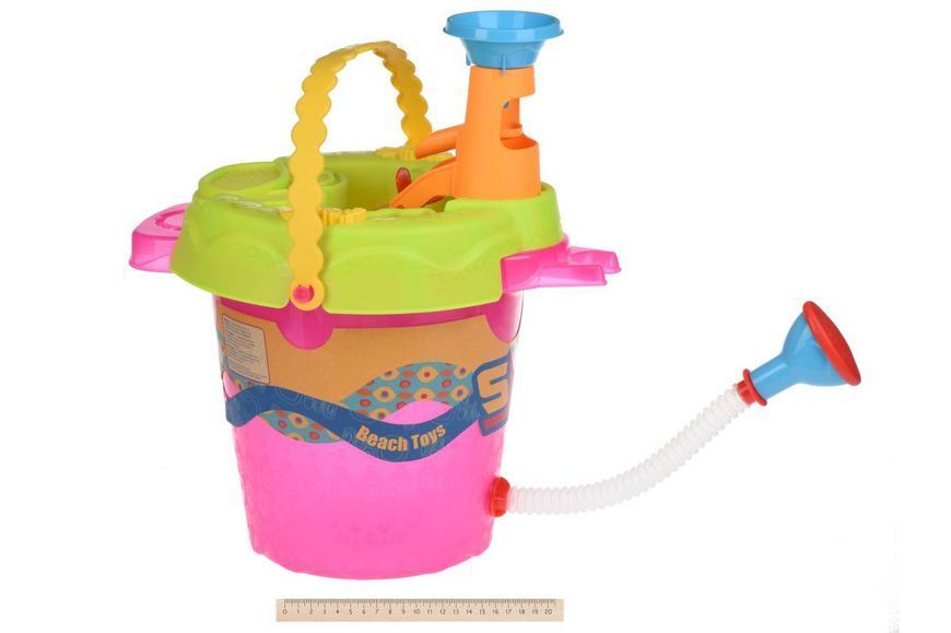Набір для гри з піском Same Toy Ведерко 6 одиниць рожеве (976Ut-1) 976Ut-1 фото