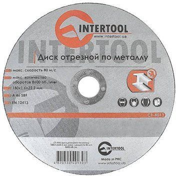 Диск отрезной по металлу 180x1.6x22.2 мм INTERTOOL CT-4013 CT-4013 фото