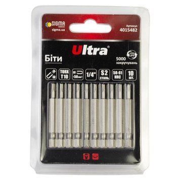 Біти TORX 10&times;50мм &frac14;" 10шт S2 (блістер) ULTRA (4015482) SG-4015482 фото