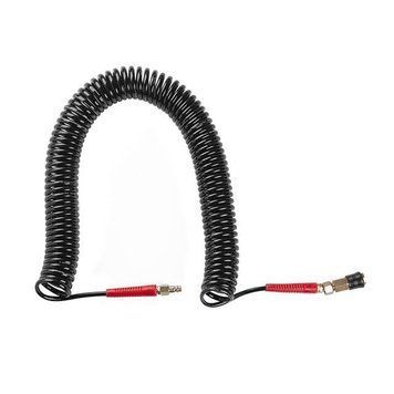 Шланг BLACK M-Flex 5.5х8мм, 15м спіральний поліуретановий з поворотним шарніром, латунними швидкороз'ємними PT-1791 фото