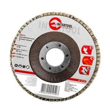 Диск шлифовальный лепестковый 115 x 22 мм зерно K40 INTERTOOL BT-0104 BT-0104 фото