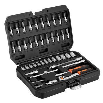 Набір торцевих головок Neo Tools, 46шт, 1/4", CrV, кейс (10-004) 10-004 фото