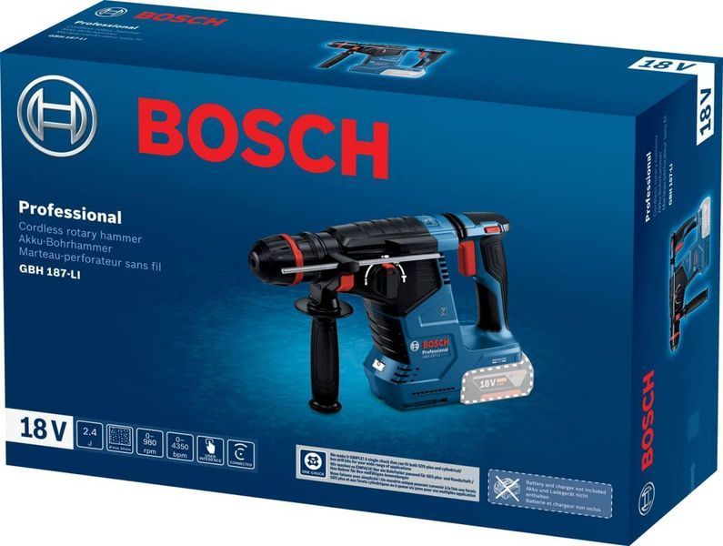 Акумуляторний перфоратор Bosch GBH 187-LI ONE Chuck 0.611.923.120 0.611.923.120 фото