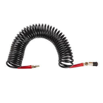 Шланг BLACK M-Flex 6,5х10мм, 10м спіральний поліуретановий з поворотним шарніром, латунними швидкороз'ємними PT-1793 фото