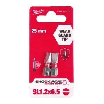 Біти Milwaukee Shockwave, SL1,2x6,5х25мм, набір 2шт 4932430903 фото