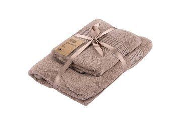 Набір рушників махрових Ardesto Lotus 2 шт., 50х90см, 70х140см, 100% бавовна, беж ART2357NS фото