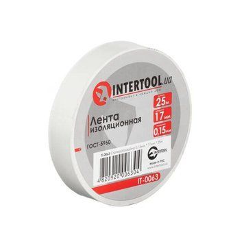Стрічка ізоляційна, 17 мм * 25 м * 0,15 мм, біла INTERTOOL IT-0063 IT-0063 фото