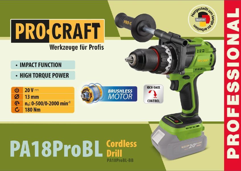 Шуруповерт Procraft PA18ProBL (без акб і зп) PC-001819 фото