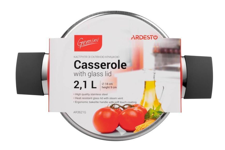 Каструля Ardesto Gemini Trento, 2.1 л, нержавіюча сталь (AR3621G) AR3621G фото