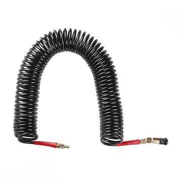 Шланг BLACK M-Flex 6,5х10мм, 15м спіральний поліуретановий з поворотним шарніром, латунними швидкороз'ємними PT-1794 фото