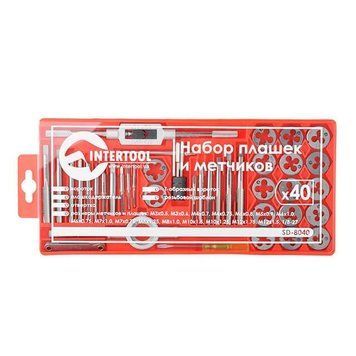 Набір плашок M3-M12 та мітчиків M3-M12, 40 од. INTERTOOL SD-8040 SD-8040 фото