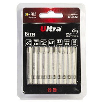 Біти TORX 40&times;50мм &frac14;" 10шт S2 (блістер) ULTRA (4015542) SG-4015542 фото