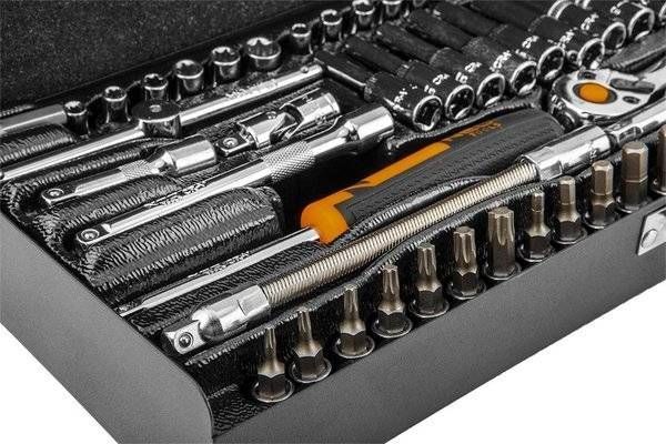 Набір торцевих головок Neo Tools, 63шт, 1/4", CrV, металевий кейс (10-008) 10-008 фото