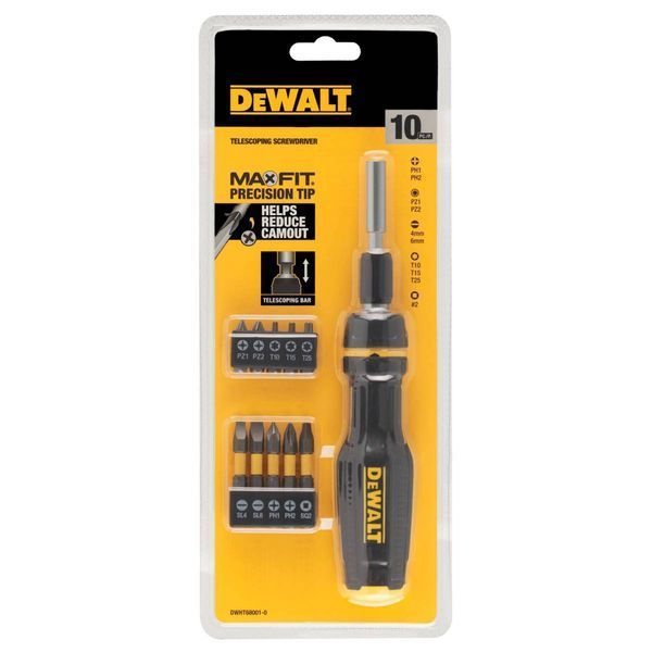 Викрутка - набір FULL FIT Telescoping, зі змінними бітами, 10 біт DeWALT DWHT68001-0 DWHT68001-0 фото
