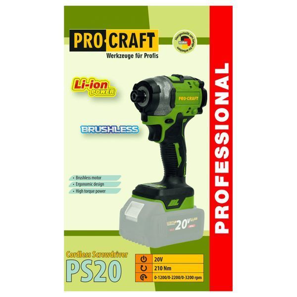 Акумуляторний гвинтоверт Procraft PS20 (Без АКБ та ЗП) PC-032013 фото