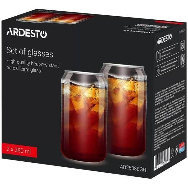 Набір склянок Ardesto Jar, 380мл, 2шт, прозорий (AR2638BGR) AR2638BGR фото