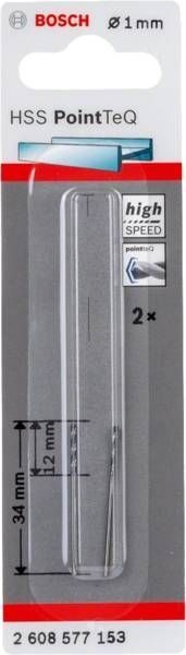 Свердло для металу Bosch HSS-PointTeQ, 1х12х34мм, 2шт (2.608.577.153) 2.608.577.153 фото