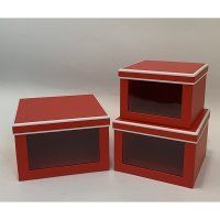 Подарункові коробки UFO W2019 Набір 3 шт Red/White квадр. W2019 Набор 3 шт Red/White квадр фото