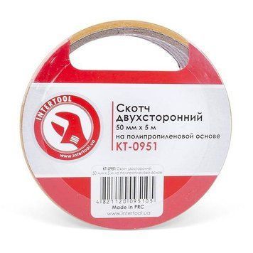 Скотч двосторонній 50мм * 5м на поліпропіленовій основі INTERTOOL KT-0951 KT-0951 фото
