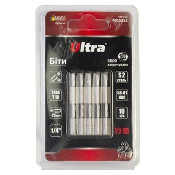 Біти TORX 10&times;25мм &frac14;" 10шт S2 (блістер) ULTRA (4015352) SG-4015352 фото