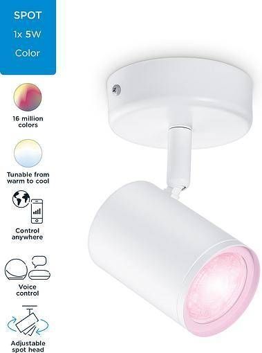 Умный накладной точечный светильник WiZ IMAGEO Spots 1х5W 2200-6500K RGB Wi-Fi белый (929002658701) 929002658701 фото