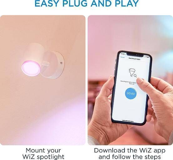 Умный накладной точечный светильник WiZ IMAGEO Spots 1х5W 2200-6500K RGB Wi-Fi белый (929002658701) 929002658701 фото