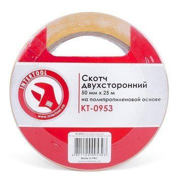 Скотч двосторонній 50мм * 25м на поліпропіленовій основі INTERTOOL KT-0953 KT-0953 фото
