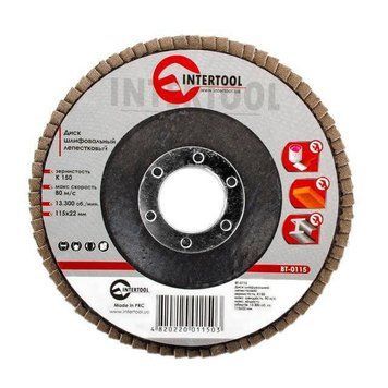 Диск шлифовальный лепестковый 115 x 22мм зерно K150 INTERTOOL BT-0115 BT-0115 фото