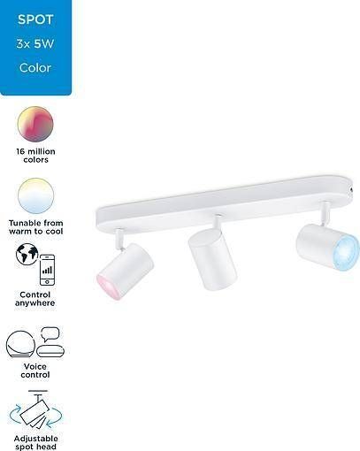 Розумний накладний точковий світильник WiZ IMAGEO Spots 3х5W 2200-6500K RGB Wi-Fi білий (929002658901) 929002658901 фото