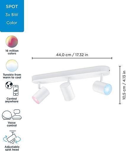 Розумний накладний точковий світильник WiZ IMAGEO Spots 3х5W 2200-6500K RGB Wi-Fi білий (929002658901) 929002658901 фото