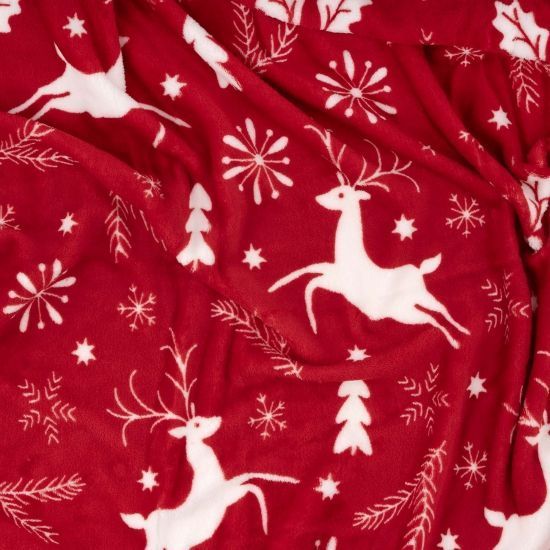 Плед Ardesto Christmas Flannel 160х200см, 100% поліестер, олені, червоний ART0126PB фото