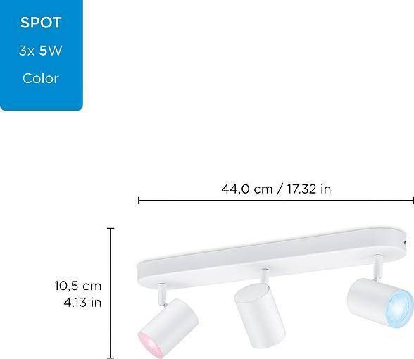 Розумний накладний точковий світильник WiZ IMAGEO Spots 3х5W 2200-6500K RGB Wi-Fi білий (929002658901) 929002658901 фото
