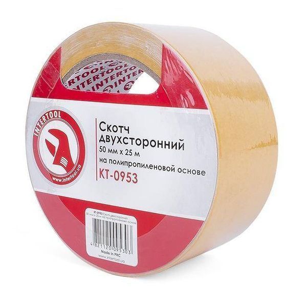 Скотч двухсторонний 50мм*25м на полипропиленовой основе INTERTOOL KT-0953 KT-0953 фото