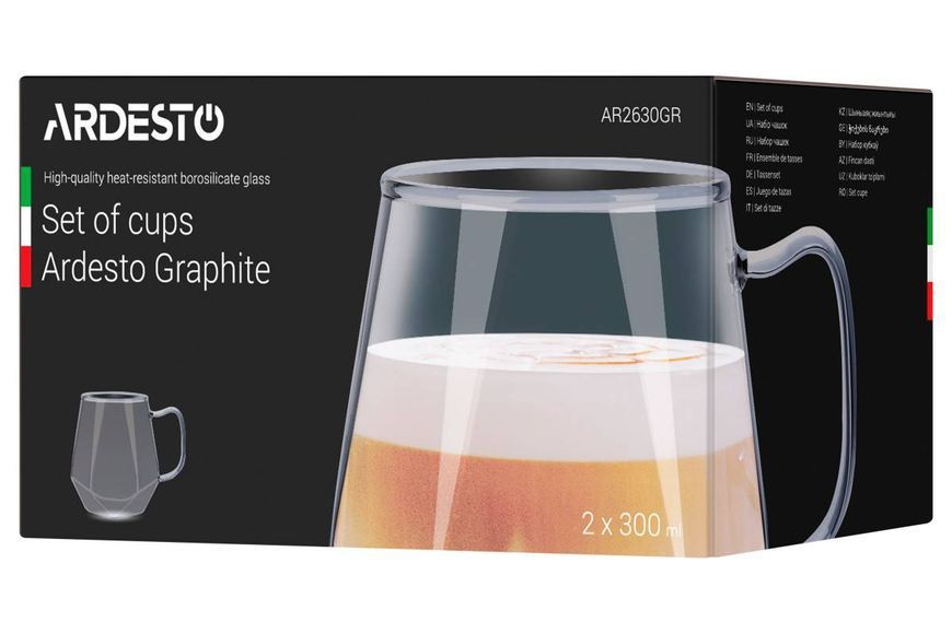 Набір чашок Ardesto Graphite, 300 мл, 2шт (AR2630GR) AR2630GR фото