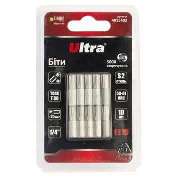 Біти TORX 30&times;25мм &frac14;" 10шт S2 (блістер) ULTRA (4015402) SG-4015402 фото