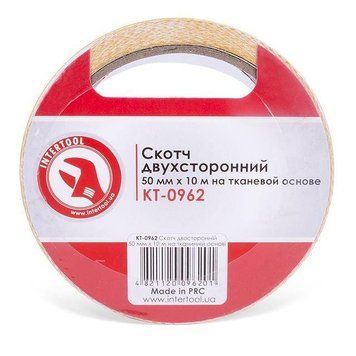 Скотч двосторонній 50мм * 10м на тканинній основі INTERTOOL KT-0962 KT-0962 фото