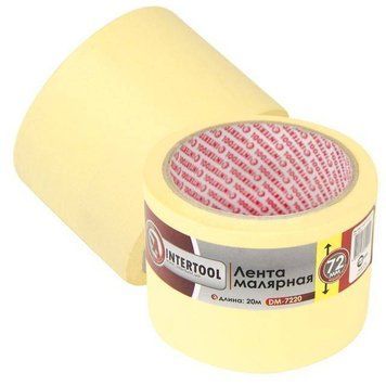 Стрічка малярська 72 мм, 20 м, жовта INTERTOOL DM-7220 DM-7220 фото