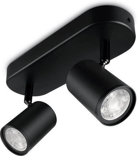 Розумний накладний точковий світильник WiZ IMAGEO Spots 2х5W 2200-6500K RGB Wi-Fi чорний (929002659101) 929002659101 фото