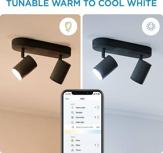 Розумний накладний точковий світильник WiZ IMAGEO Spots 2х5W 2200-6500K RGB Wi-Fi чорний (929002659101) 929002659101 фото