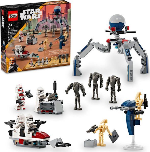 Конструктор LEGO Star Wars Клоны-пехотинцы и Боевой дроид. Боевой набор 215 деталей (75372) 75372 фото