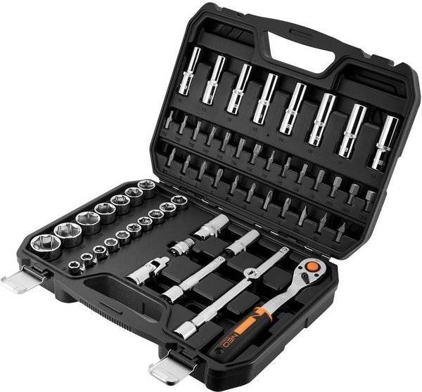 Набор торцевых головок Neo Tools, 58шт, 1/2", CrV, кейс (10-042) 10-042 фото