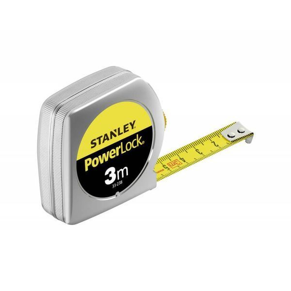 Рулетка вимірювальна Powerlock&reg; довжиною 3 м, шириною 12,7 мм в хромованому пластмасовому корпусі STANLEY 0-33-238 0-33-238 фото