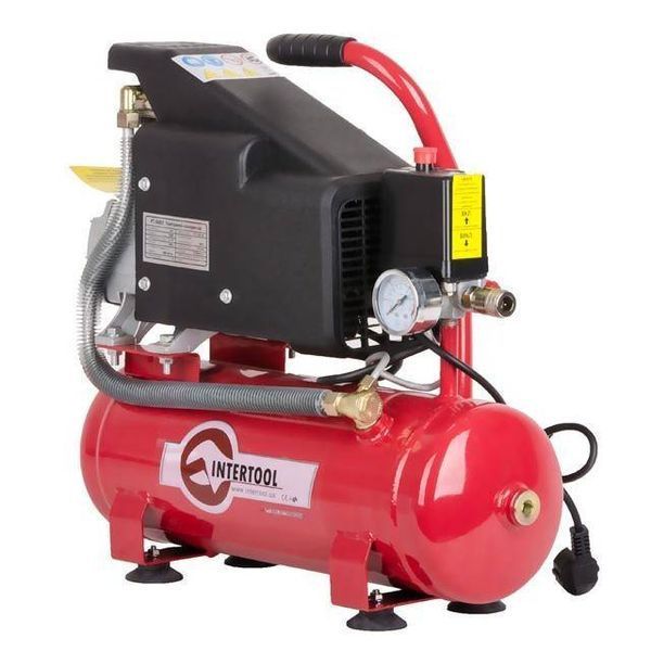 Компрессор 9л, 0.75кВт, 1.0HP, 220В, 8aтм, 160л/мин INTERTOOL PT-0002 PT-0002 фото