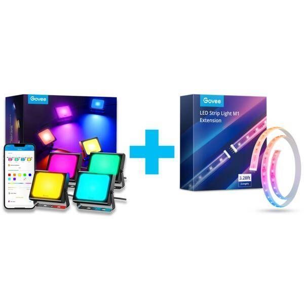 Набор настенных светильников Govee H7060 RGBICWW LED Smart Flood Lights Черный (H7060311) H7060311 фото